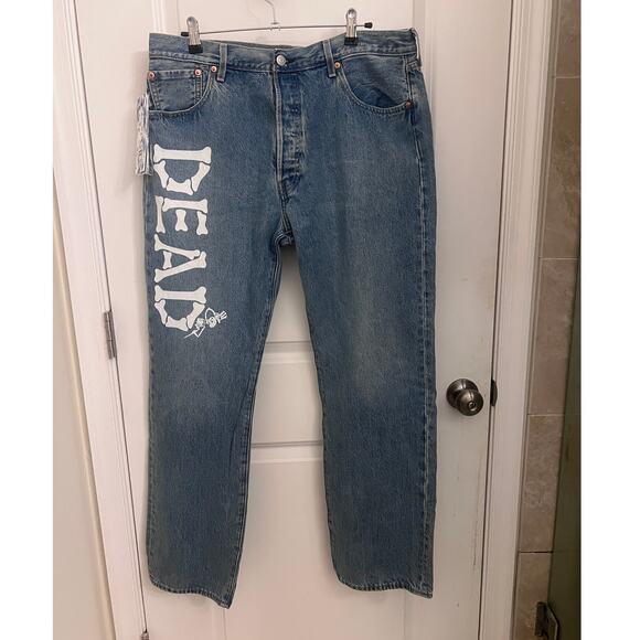 Levi's X Grateful Dead Collab 501 Men's Big E Jeans 36x32 Comes w/Patches Rare - Picture 2 of 13